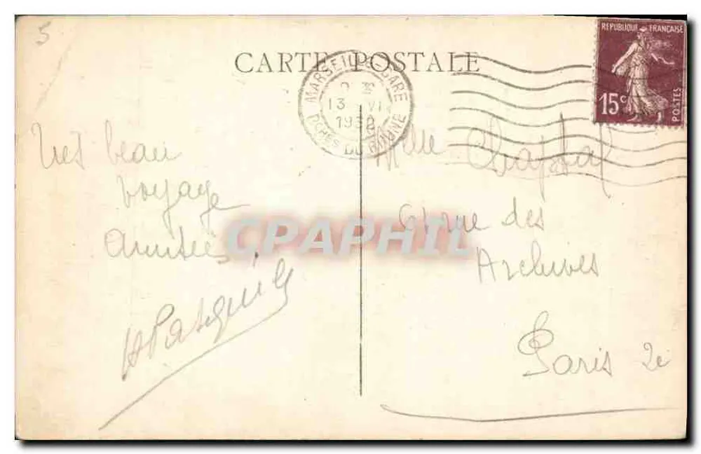 Marseille — Porte d'Aix — editor não identificado - Verso