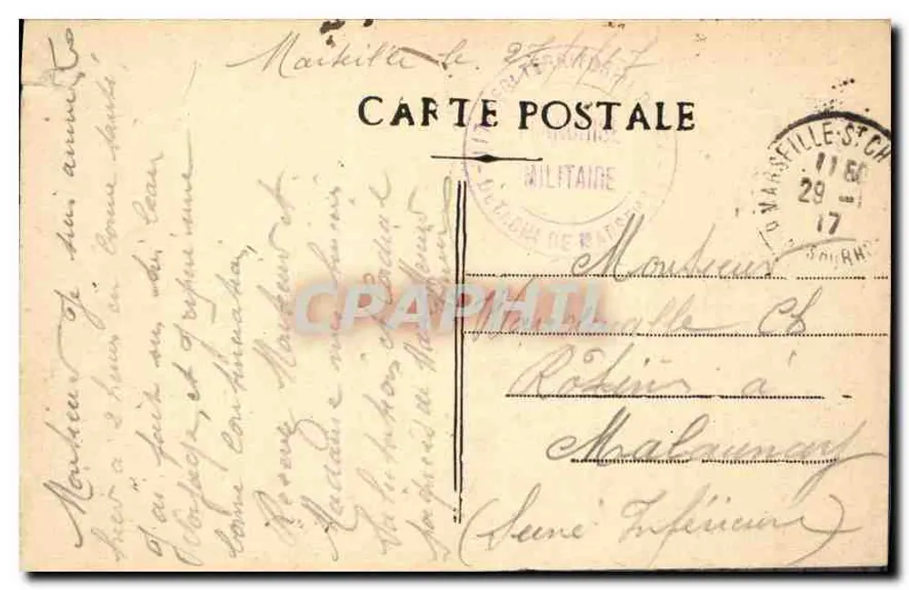 Marseille - Notre Dame de la Garde — éditeur imprimeur non visible, n° de série non lisible - Verso