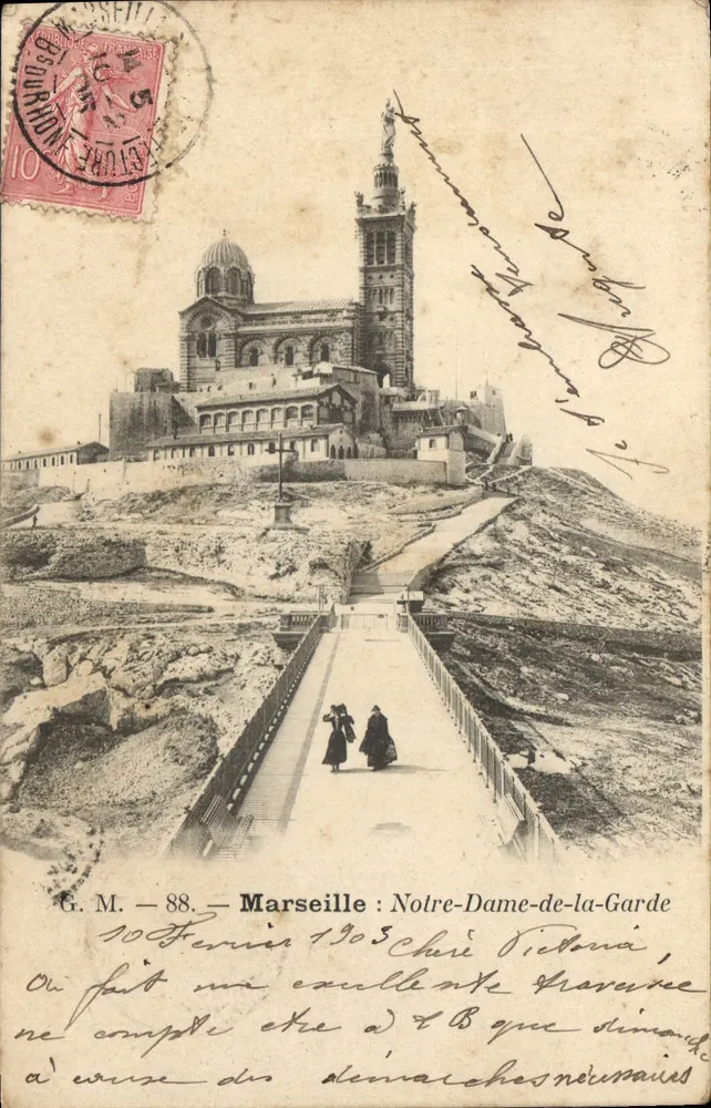 Marselha: Nossa Senhora da Guarda — G.M. - 88 — datada 10 Fevereiro 1905 - Frente