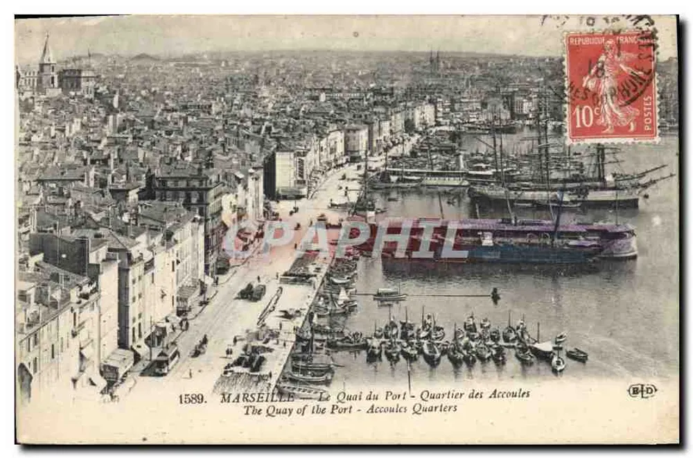 Marseille — Der Kai des Hafens - Viertel der Accoules — Verlag B.D., Nr. 1589 - Vorderseite