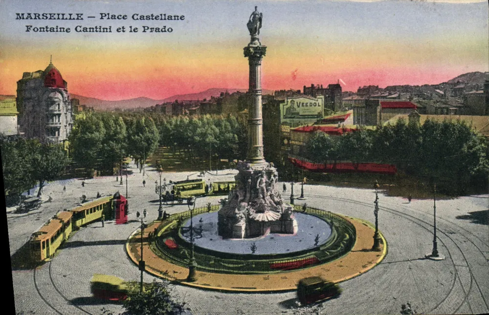 MARSEILLE — Place Castellane — Fontaine Cantini und der Prado - Vorderseite