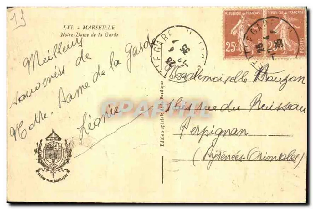 Notre-Dame de la Garde entre os pinheiros — Edição especial da Basílica - Verso
