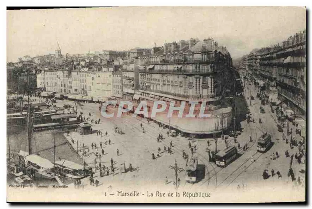 Marseille — A Rue de la République — Fototipia E. Laour, Marseille, n°1 - Frente