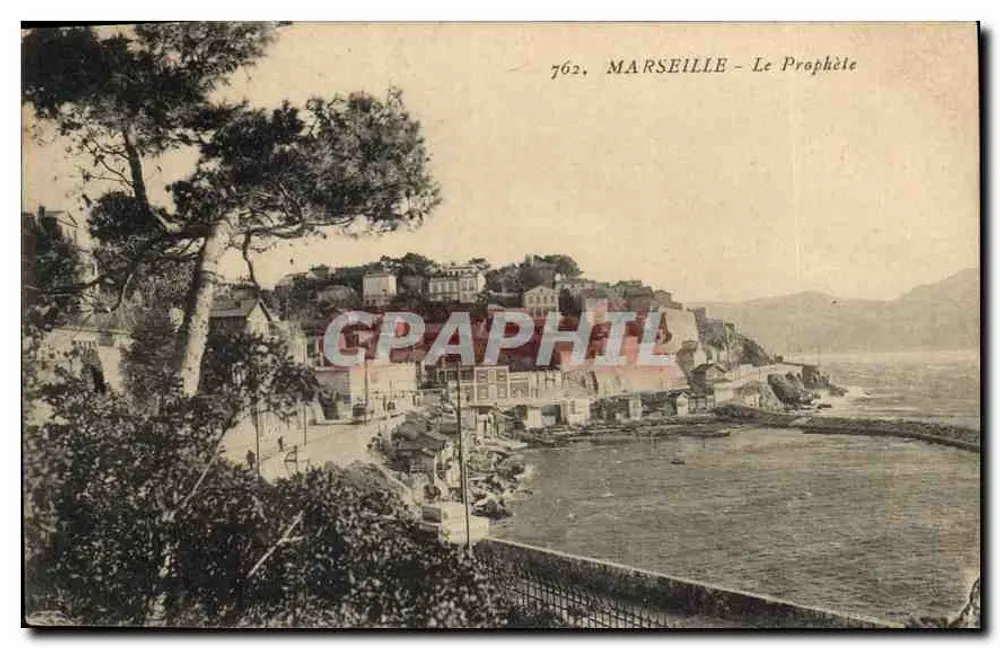 Marselha - O Profeta — vista do porto e das casas na colina — Edição Dook da Carta Postal, Dugommier, Marselha - Frente