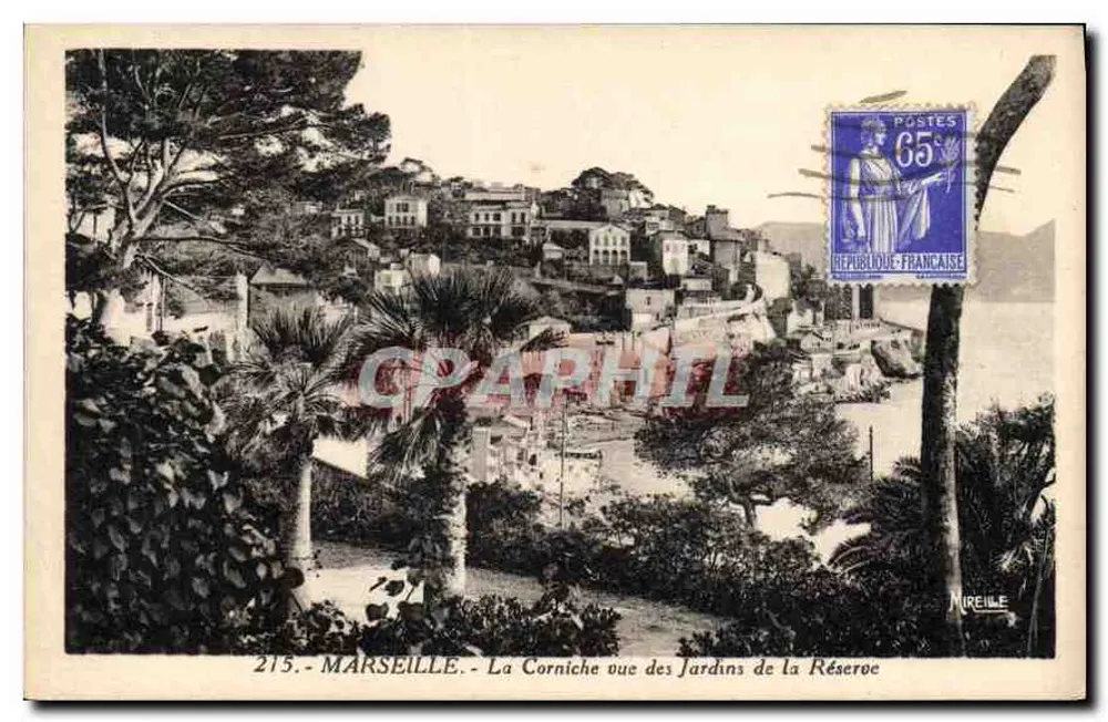 Marseille - La Corniche Ansicht von den Jardins de la Résérvée — Nireille, n°215 - Vorderseite