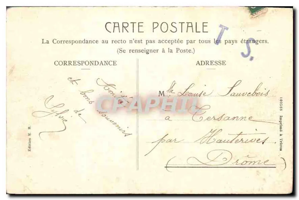 Marseille - Allgemeiner Blick auf die Häfen. — Ausgabe E. B. — Gedruckt in Téteva - Rückseite