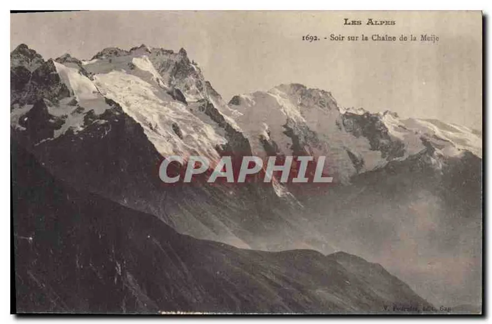 Die Alpen — Abend über die Meije-Kette — V. Foudrault, Verlag, Gap - Vorderseite
