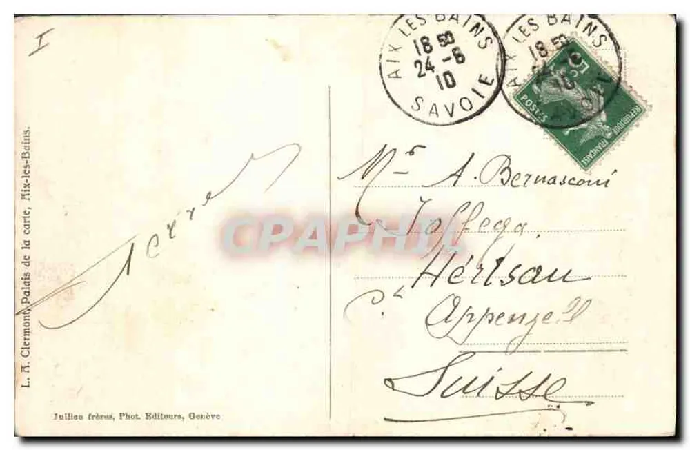 Aix-les-Bains — o Grande Círculo — Julilleu frères, Genebra, n° 6732 - Verso