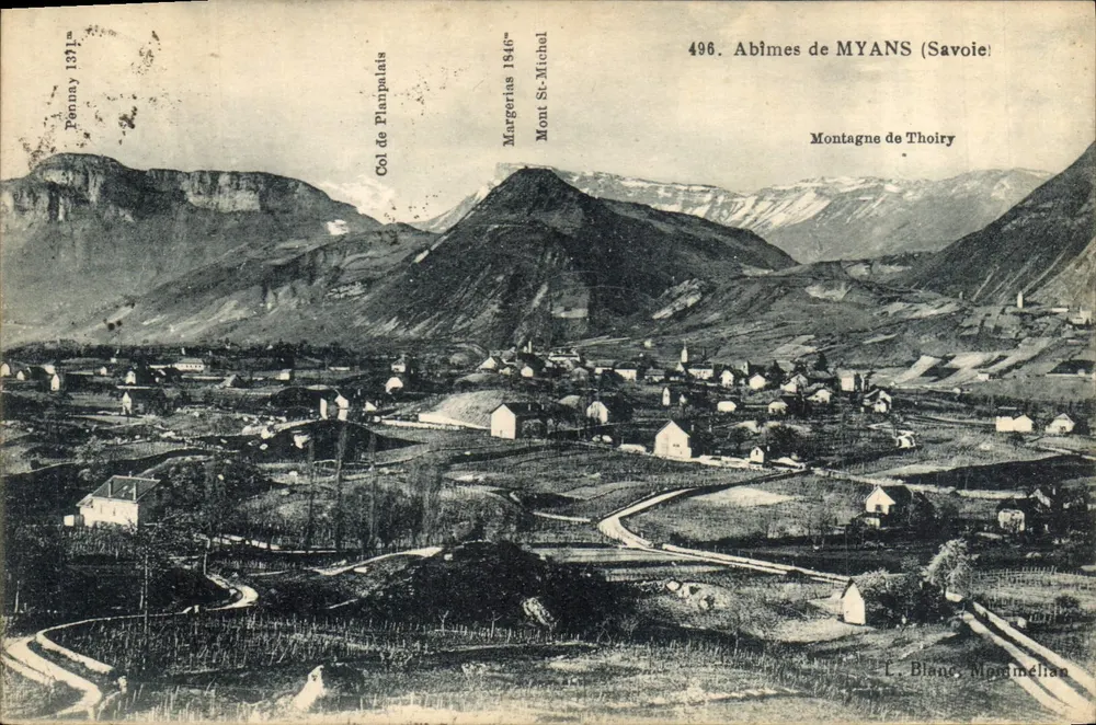 Abîmes de Myans (Savoie) — Panoramablick auf die Berge — L. Blanc, Montmélian - Vorderseite