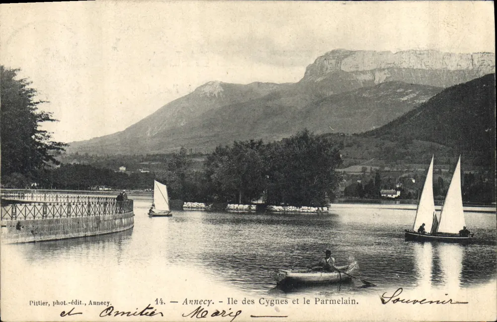 Annecy — Île des Cygnes und der Parmelain — Pittier, phot.-édit., Annecy. N° 14 - Vorderseite