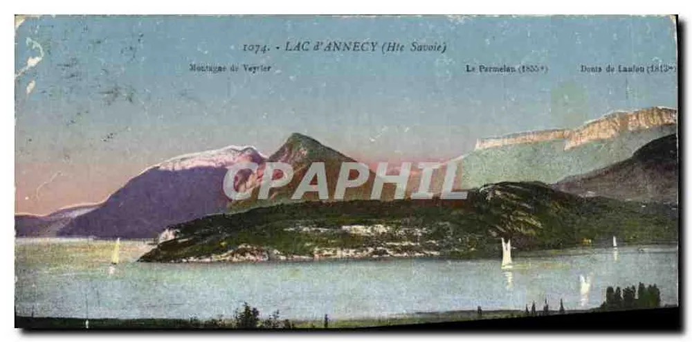 See Annecy (Haute-Savoie) — Berg Veyrier, Le Parmelan (1855), Dents du Léman (1843) — Faurez, Verleger, Annemasse (Haute-Savoie) - Vorderseite