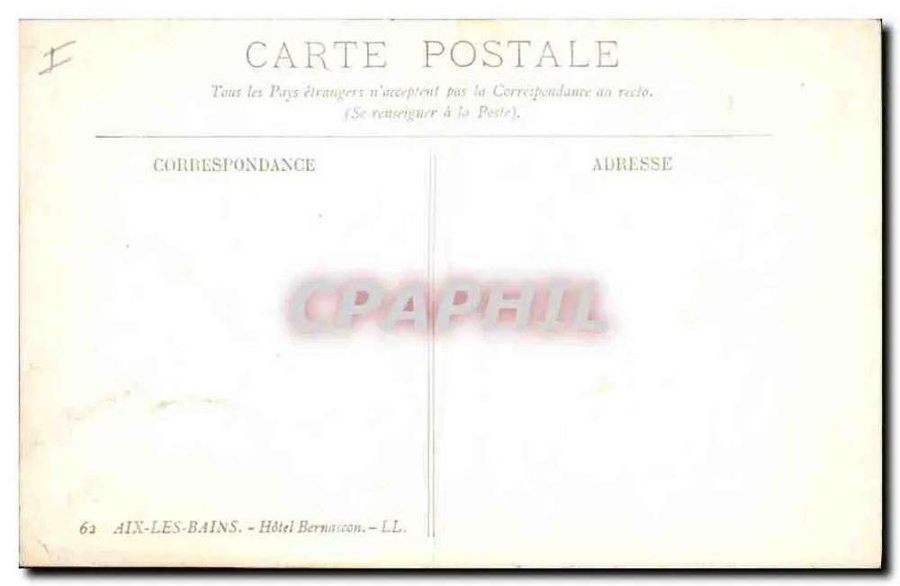 Hotel Bernascon — Aix-les-Bains — editor LL - Verso