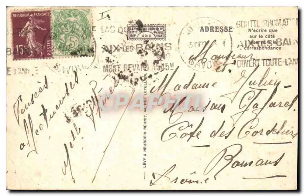 Aix-les-Bains — Le Grand Cercle, Eingang zum Theater — L.L. Nr. 108 - Rückseite