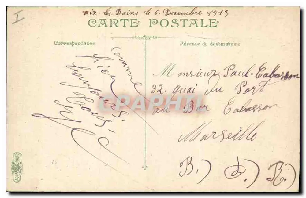Grand Hôtel Bernas — Aix-les-Bains — onbekende uitgever, nr. 1281 - Achterkant