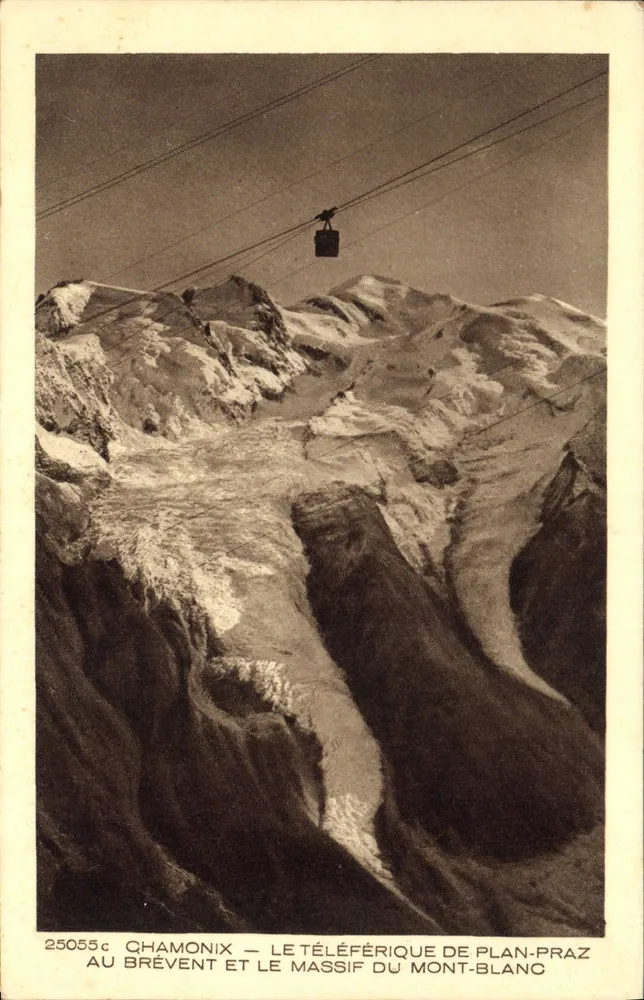 Chamonix — Der Seilbahnplan-Praz bei Brévent und das Massiv des Mont-Blanc — Braun & Cie, imp. - Edit., M. Rue de-Dornach - Vorderseite