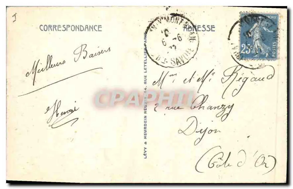 Chamonix-Mont-Blanc — O Mont-Blanc LL — editor Lévy & Neurden, n° 327 - Verso