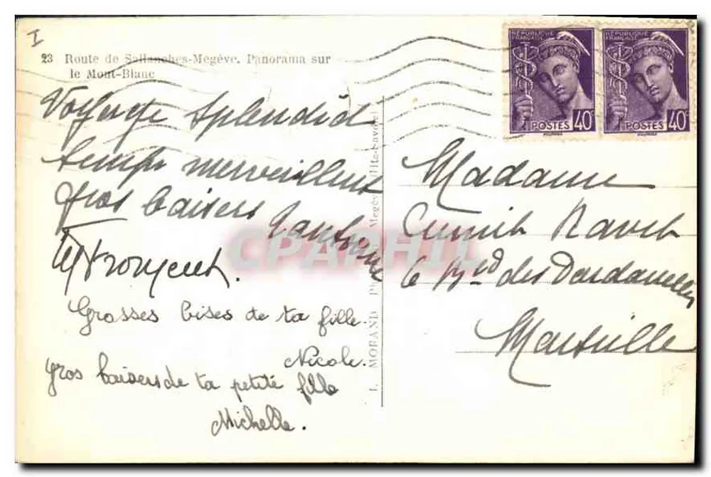 Route von Sallanches-Megève — Panorama des Mont-Blanc — I. MORAND Megève - Rückseite