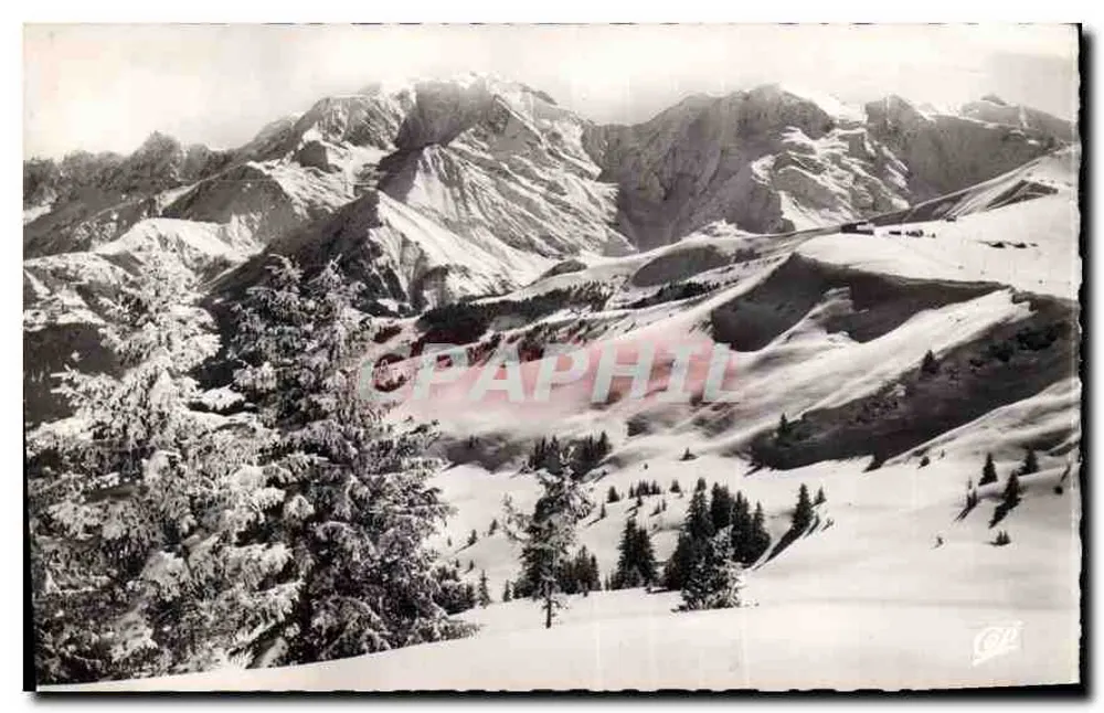 O Mont-Blanc visto do Mont d'Arbois — Bilhete postal antigo n°101 — editor Réal Photo - Frente