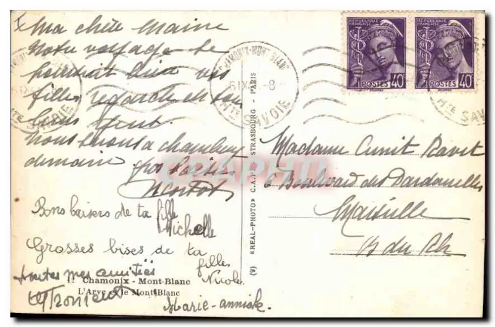 Chamonix - Mont-Blanc — Panoramablick — Verlag 'Cap' (unbekannte Serie) - Rückseite