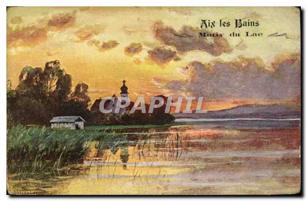Aix-les-Bains — Motivo do Lago — editor H. Hénaux - Frente