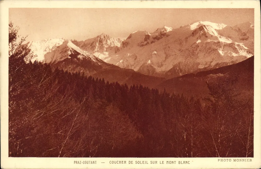 Praz-Coutant — Sonnenuntergang über den Mont Blanc — Photo Monnier - Vorderseite