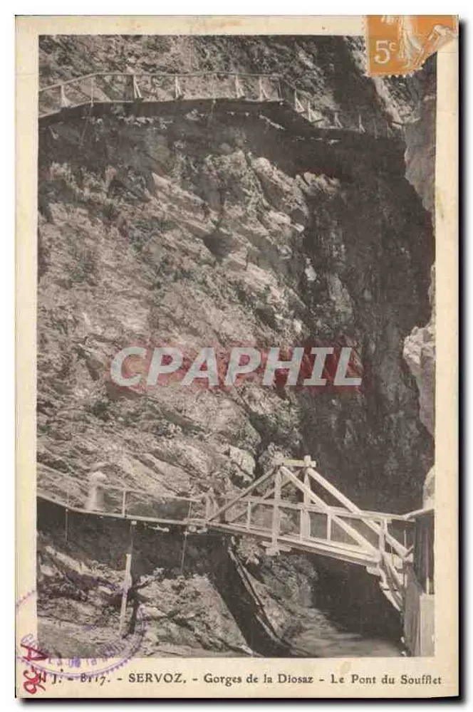 SERVOZ - Gorges da Diosaz - O Ponte do Soufflet — Jullien frères, Fotografia-Editora, Genebra - Frente