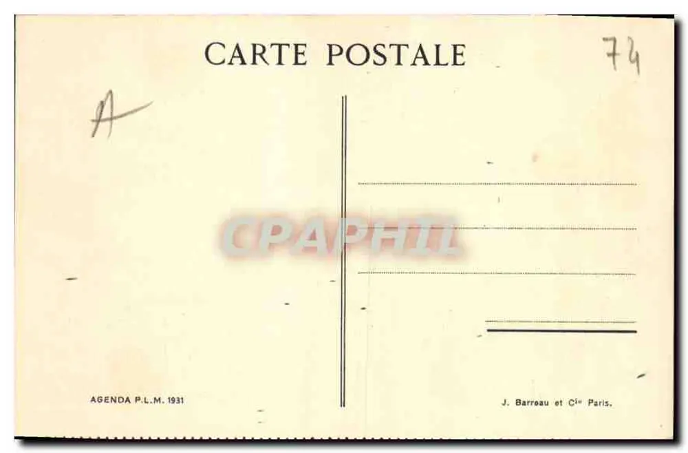 Lago de Annecy — Vista do lago e do castelo — Agenda P.L.M. 1931 - Verso