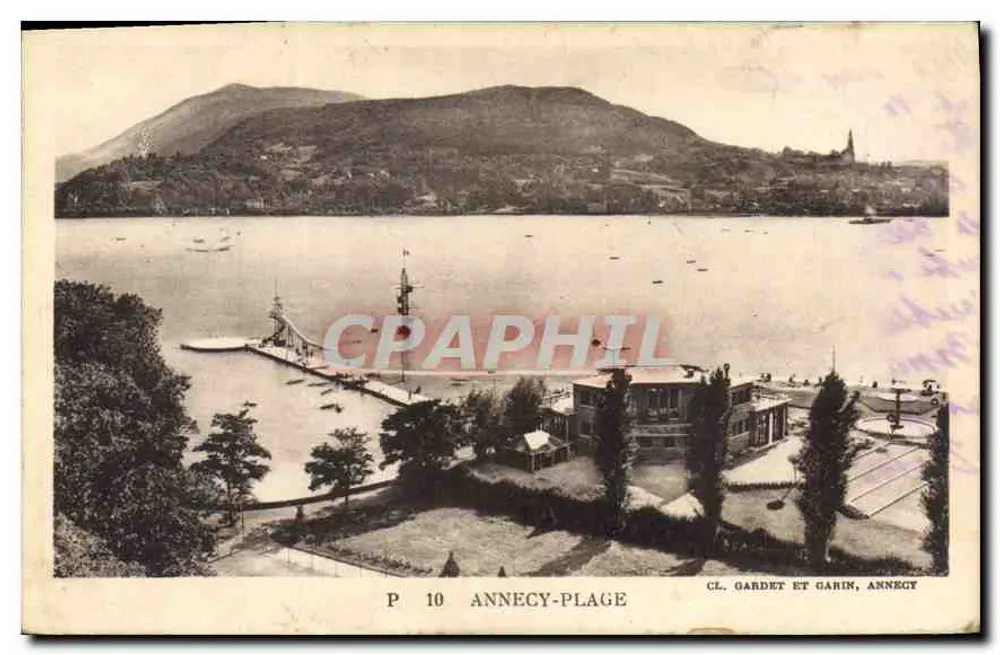 Annecy-Plage — Blick auf den See und den Hafen — CL. Gardet et Garin, Annecy - Vorderseite