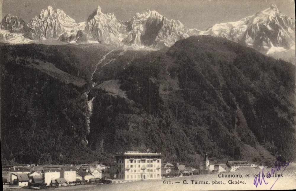 Chamonix und die Aiguilles — Panoramablick — G. Tairraz, phot., Genf, n°611 - Vorderseite