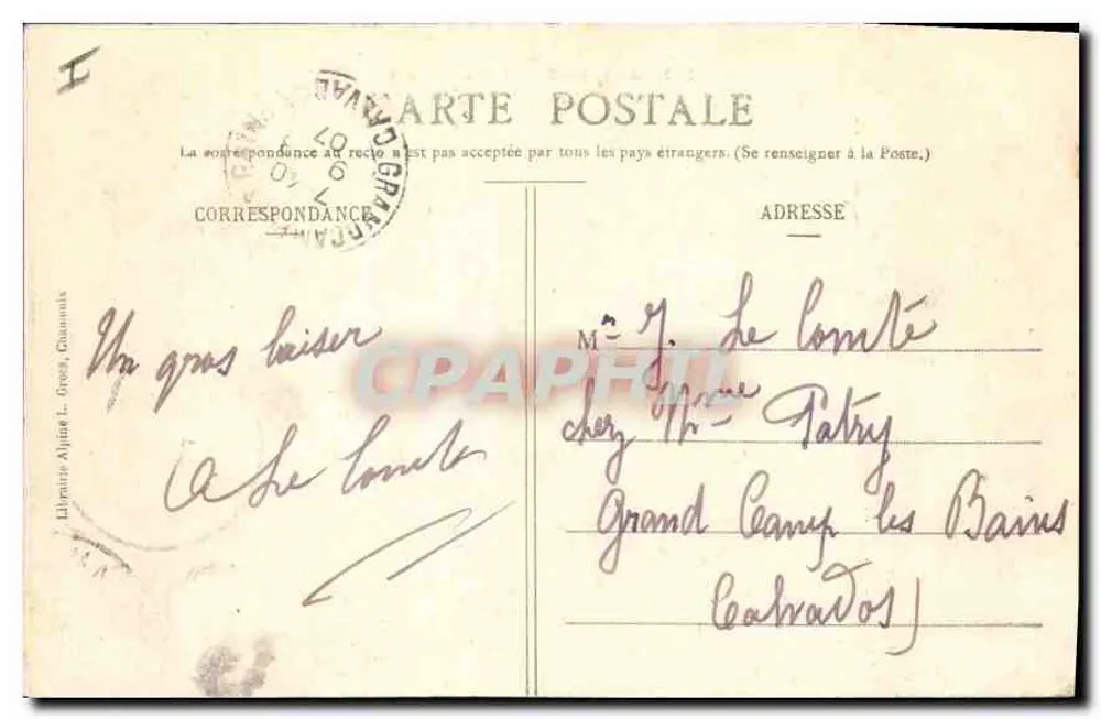 Chamonix - Lago do Brévent — editor L. Greco, n° 242 - Verso