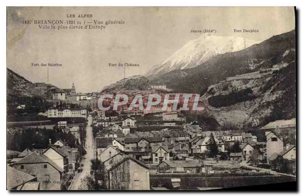 Briançon — Allgemeiner Blick — Die höchste Stadt Europas — V. Gendreau, Verlag (Nr. 163) - Vorderseite