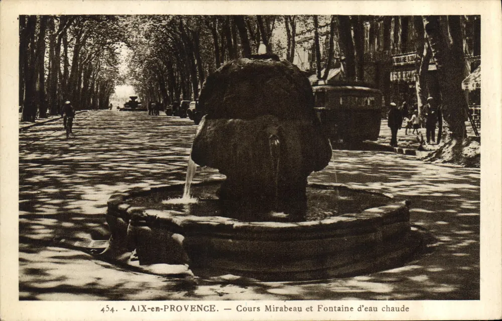AIX-EN-PROVENCE — Cours Mirabeau und Brunnen mit warmem Wasser — Verlag La Cigogne, Nr. 454 - Vorderseite