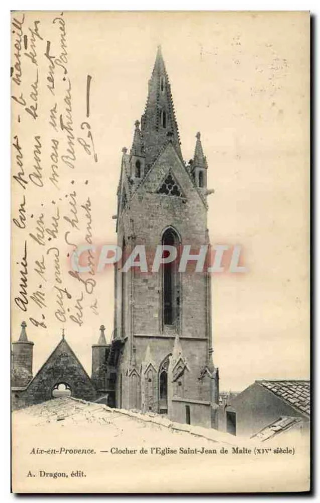 Aix-en-Provence — Turm der Kirche Saint-Jean de Malte (14. Jahrhundert) — A. Dragon, Verlag - Vorderseite