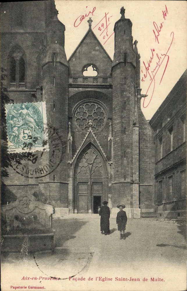 Aix-en-Provence — Fassade der Kirche Saint-Jean de Malte — Papeterie Germanet - Vorderseite