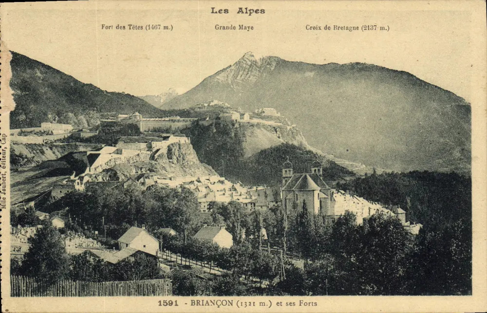 Briancón (1321 m.) e seus Fortes — As Alpes — editor Mille Joubert, n° 1591 - Frente