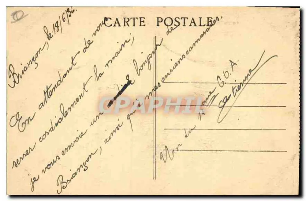 Briancón (1321 m.) e seus Fortes — As Alpes — editor Mille Joubert, n° 1591 - Verso