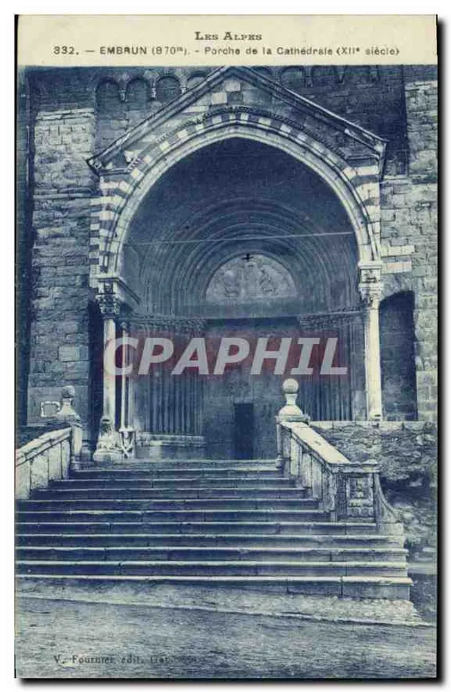 Embrun (870m) — Portal da Catedral (século XII) — V. Pournier édit. (1907) - Frente