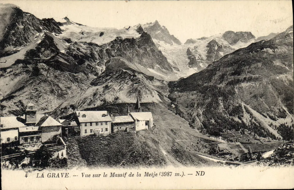 La Grave — Blick auf den Meije-Massiv (3987 m.) — ND - Vorderseite