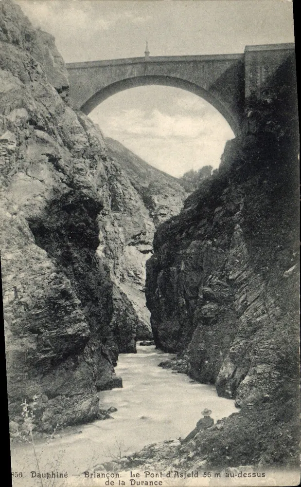 Die Asfeld-Brücke — Briançon, Dauphiné — 56 m über der Durance - Vorderseite