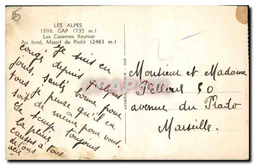 Les Casernes Reynnier — Gap (735 m.) — Andréis, der Verlag, Nr. 6 - Rückseite