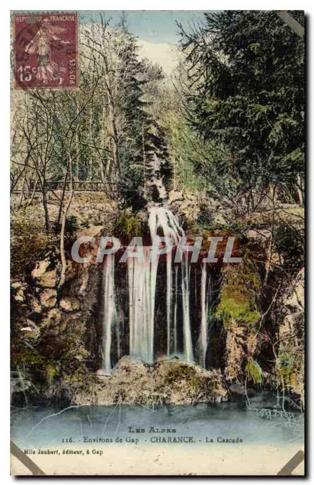 Las Alpes — Alrededores de Gap — La Cascada — Editor: Hilla Joubert, & Gap — N° 116 - Anverso