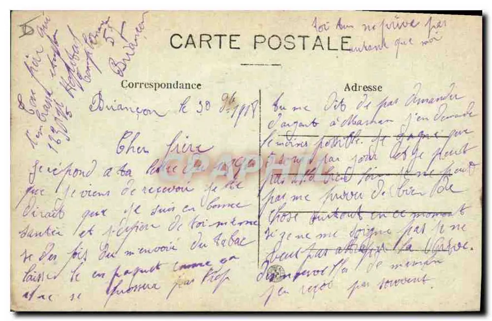 Briançon — Cidade mais alta da Europa (alt. 1.321 m.) — Laurand, Série n° 486 - Verso