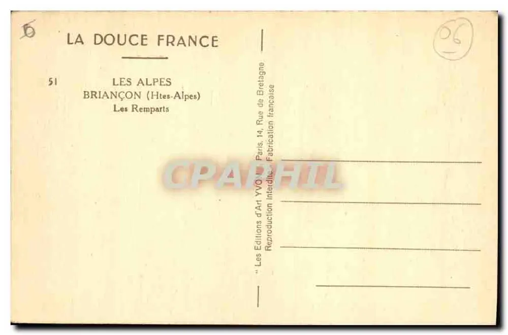 BRIANÇON (Hautes-Alpes) — Die Mauern — Les Éditions d'Art YVOY, Paris - Rückseite