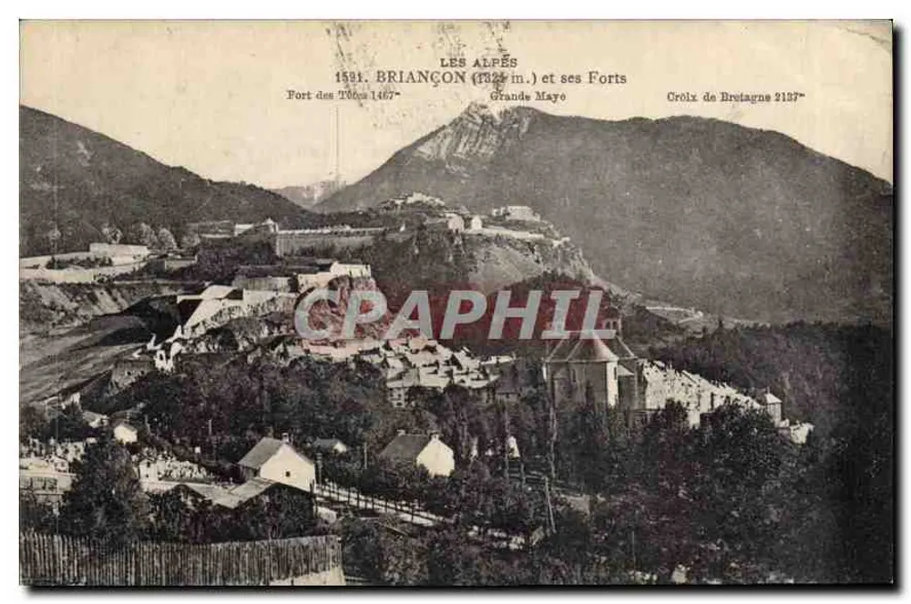ब्रियांसॉन (1325 मीटर) और उसके किलों — टॉट्स किला 1467 मीटर — ग्रांड मैयो — ब्रेटेन के क्रॉस 2137 मीटर — प्रकाशक ब्रेटेन के क्रॉस - आगे