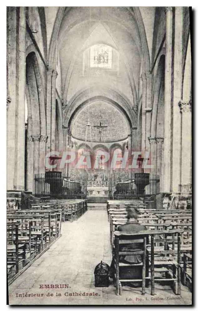 Embrun — Binnenkant van de Kathedraal — Lide, Pap. L. Goujon, Embrun - Voorkant