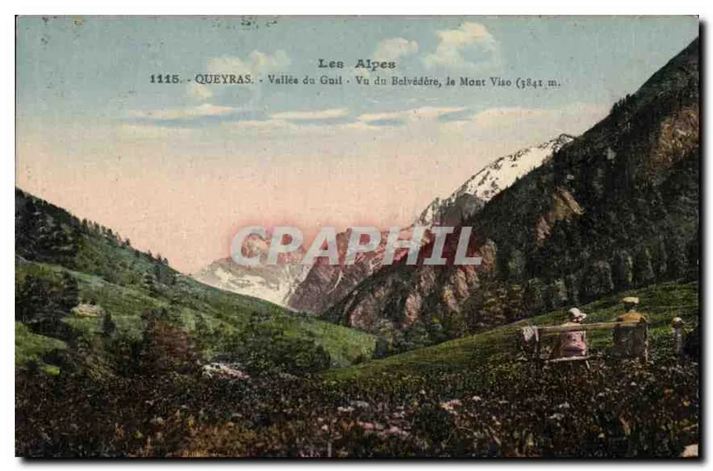 Die Alpen — Ansicht vom Belvédère, der Mont Viso (3841 m) — Queyras, n° 1115 - Vorderseite