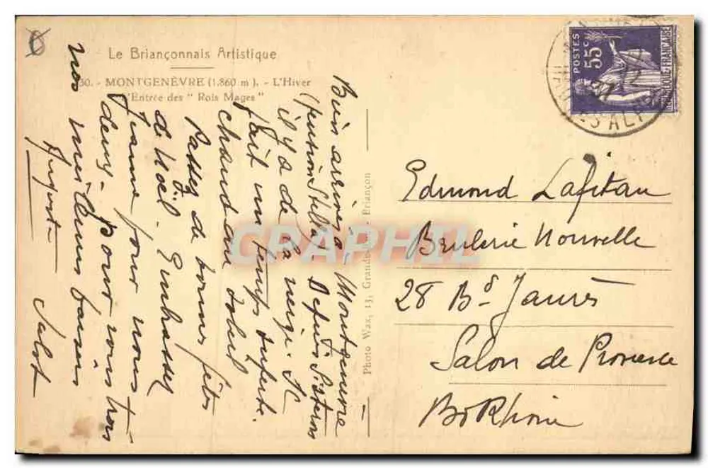 Montgenèvre (1860 m) — L'Hiver — Entrée des 'Rois Mages' — Photo F. Vivas - Verso