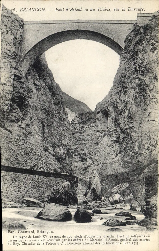 BRIANÇON — Ponte d'Asfeld ou do Diabo sobre a Durance — Pap. Chantard, Briançon - Frente
