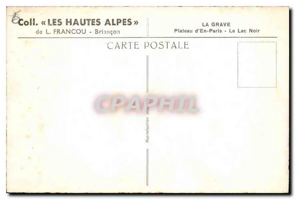 Schwarzer See — Plateau d'En-Paris — Sammlung « Les Hautes Alpes » — L. Francou, Briançon - Rückseite