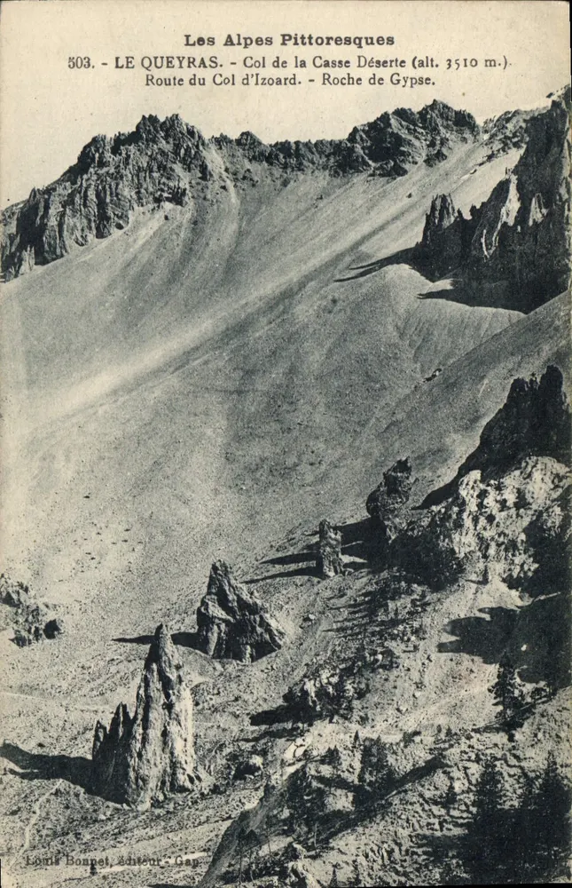 Pittoreske Alpen — Col de la Casse Déserte (Höhe 3510 m.) — Louis Bonnet, Verlag Gap - Vorderseite